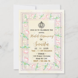 Elegant Yellow Haldi Ceremony Invitation Card Einladung