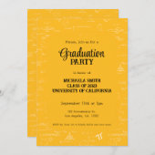 Elegant Yellow Hand-Lettering Math Graduation Einladung (Vorne/Hinten)