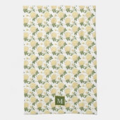 Elegant Yellow Hydragea Floral Monogram Geschirrtuch (Vertikal)