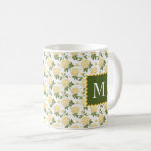 Elegant Yellow Hydragea Floral Monogram Kaffeetasse (VorderseiteRechts)