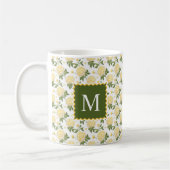 Elegant Yellow Hydragea Floral Monogram Kaffeetasse (Links)