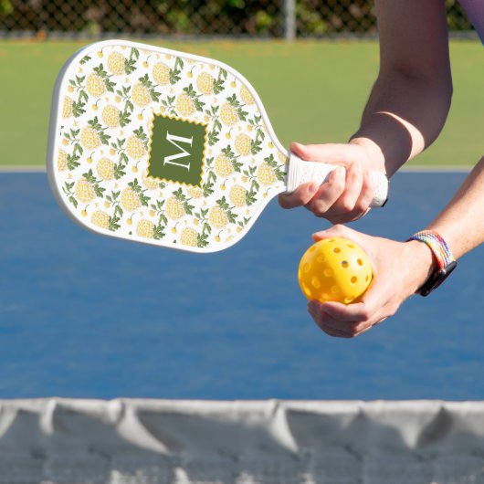 Elegant Yellow Hydragea Floral Monogram Pickleball Schläger (InSitu)