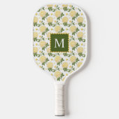 Elegant Yellow Hydragea Floral Monogram Pickleball Schläger (Vorderseite)
