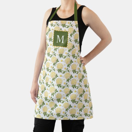 Elegant Yellow Hydragea Floral Monogram Schürze (InSitu)