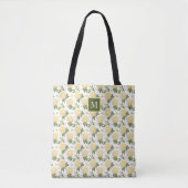 Elegant Yellow Hydragea Floral Monogram Tasche (Vorderseite)
