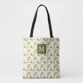 Elegant Yellow Hydragea Floral Monogram Tasche (Vorderseite)