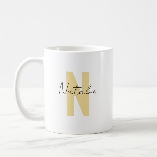 Elegant Yellow Initial Letter Simple Monogram Name Kaffeetasse (Links)