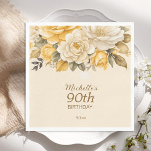 Elegant Yellow Ivory Cream Floral Überraschung 90. Serviette