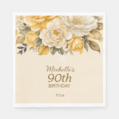 Elegant Yellow Ivory Cream Floral Überraschung 90. Serviette (Vorderseite)