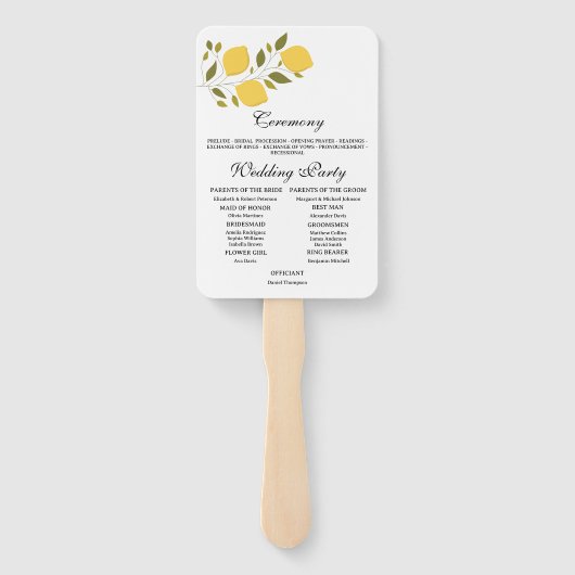 Elegant Yellow Lemon Wedding Program Fächer (Rückseite)