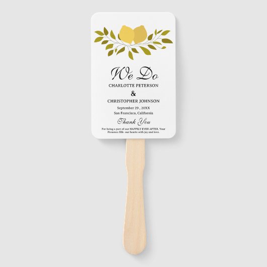 Elegant Yellow Lemon Wedding Program Fächer (Vorderseite)