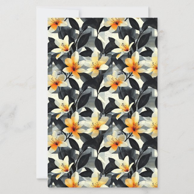 Elegant Yellow Lily Flowers Scrapbook Paper (Vorderseite)