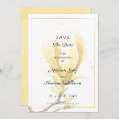 Elegant Yellow Magnolia Save the Date Einladung (Vorne/Hinten)