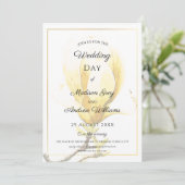 Elegant Yellow Magnolia Wedding Einladung (Stehend Vorderseite)