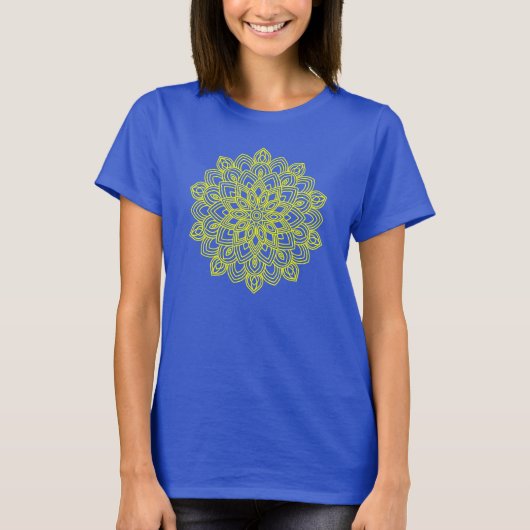 Elegant Yellow Mandala T-Shirt (Vorderseite)