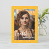 Elegant Yellow Math Script Photo Graduate Ankündigung (Stehend Vorderseite)