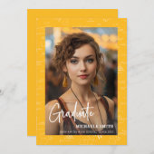 Elegant Yellow Math Script Photo Graduate Ankündigung (Vorne/Hinten)