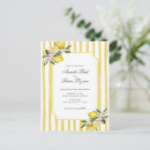 Elegant Yellow Mediterranean Lemon Wedding Feiertagspostkarte (Stehend Vorderseite)