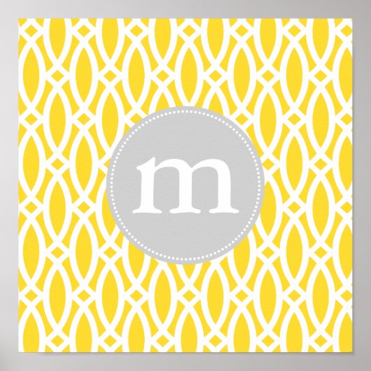 Elegant Yellow Modern Trellis Personalisiert Poster (Vorne)