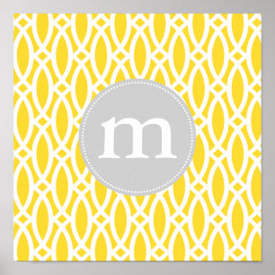 Elegant Yellow Modern Trellis Personalized Poster
