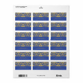 Elegant Yellow n Royal Blue Damask Address Label Adressaufkleber (Vorne)