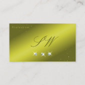 Elegant Yellow Olive Green Sparkle Jewels Initials Visitenkarte (Vorderseite)