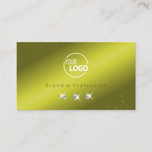 Elegant Yellow Olive Green Sparkle Jewels Logo hin Visitenkarte (Vorderseite)