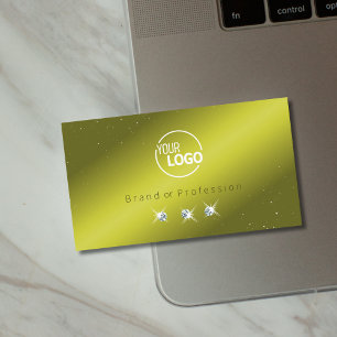 Elegant Yellow Olive Green Sparkle Jewels Logo hin Visitenkarte