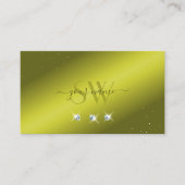 Elegant Yellow Olive Green Sparkle Jewels Monogram Visitenkarte (Vorderseite)