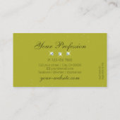 Elegant Yellow Olive Green Sparkle Juwelen Moderne Visitenkarte (Rückseite)