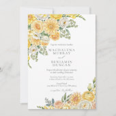 Elegant Yellow Peach & Sage Green Floral Wedding Einladung (Vorderseite)