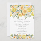 Elegant Yellow Peach & Sage Green Floral Wedding Einladung (Vorderseite)