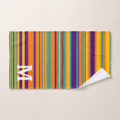 Elegant yellow purple and orang stripes monogram badhandtuch set (Handtuch)