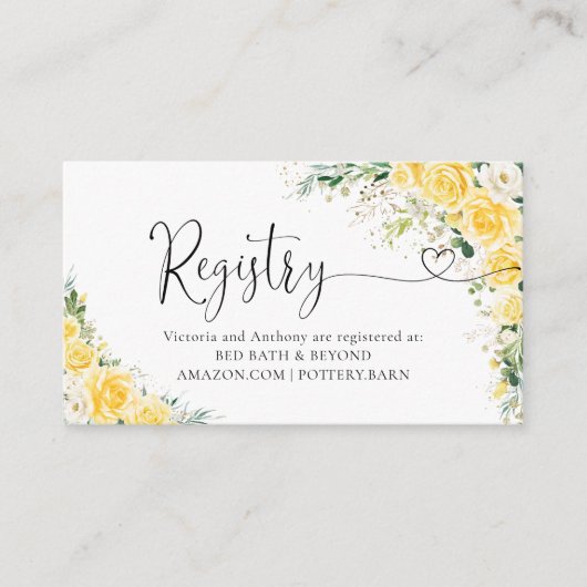 Elegant Yellow Registry Enclosure Card Begleitkarte (Vorderseite)