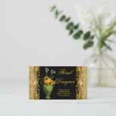Elegant Yellow Rose Black Gold Floristry Visitenkarte (Stehend Vorderseite)