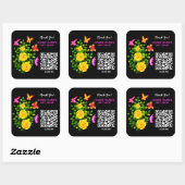 Elegant Yellow Rose Blume Danke QR Code Quadratischer Aufkleber (Blatt)