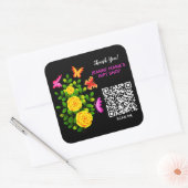 Elegant Yellow Rose Blume Danke QR Code Quadratischer Aufkleber (Umschlag)