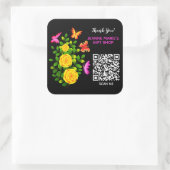 Elegant Yellow Rose Blume Danke QR Code Quadratischer Aufkleber (Tasche)