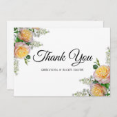 Elegant Yellow Rose Bouquet Blume Hochzeit Dankeskarte (Vorne/Hinten)