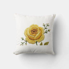 Elegant Yellow Rose Faux Embroidery Throw Pillow Kissen