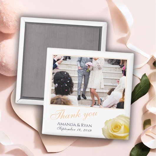 Elegant Yellow Rose Floral Foto Vielen Dank für Ih Magnet