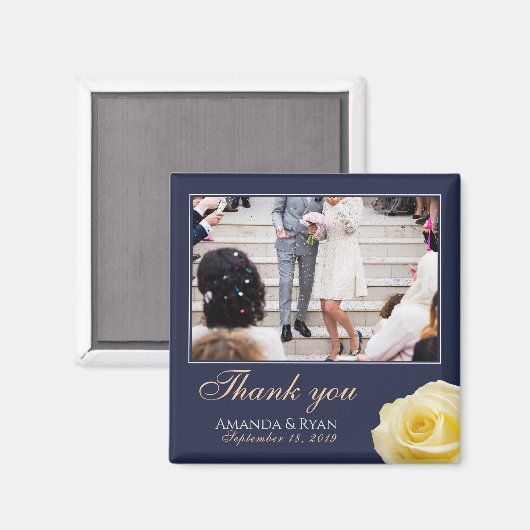 Elegant Yellow Rose Floral Foto Vielen Dank für Ih Magnet (Vorderseite/Rückseite)