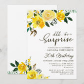 Elegant Yellow Rose Floral Überraschung 30. Geburt Einladung (Vorne/Hinten)