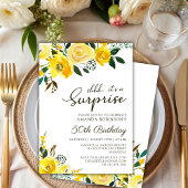 Elegant Yellow Rose Floral Überraschung 50. Geburt Einladung