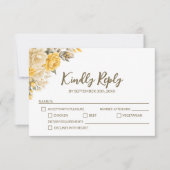 Elegant Yellow Rose Floral Wedding RSVP Karte (Vorderseite)