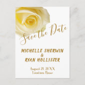Elegant Yellow Rose Wedding Save the Date Ankündigungspostkarte (Vorderseite)
