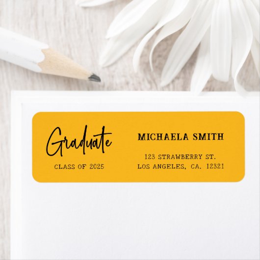 Elegant Yellow Script Graduation Return Address (Insitu)
