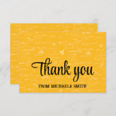 Elegant Yellow Script Mathematics Graduation Dankeskarte (Vorne/Hinten)