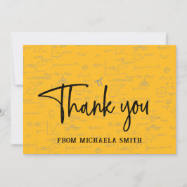 Elegant Yellow Script Typography Math Graduation Dankeskarte