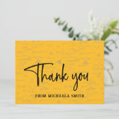 Elegant Yellow Script Typography Math Graduation Dankeskarte (Stehend Vorderseite)